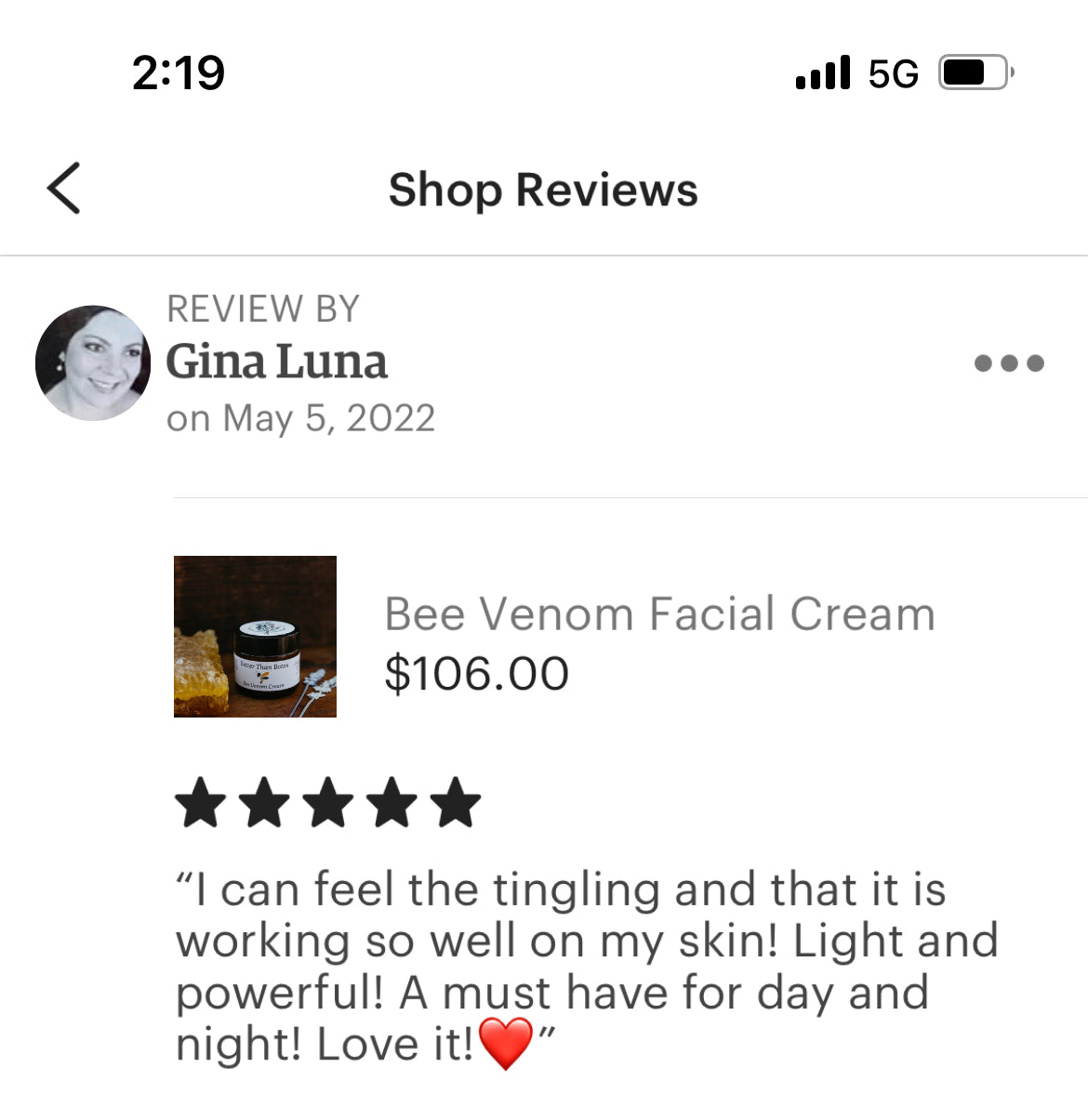 Better Than Botox Bee Venom Facial Cream