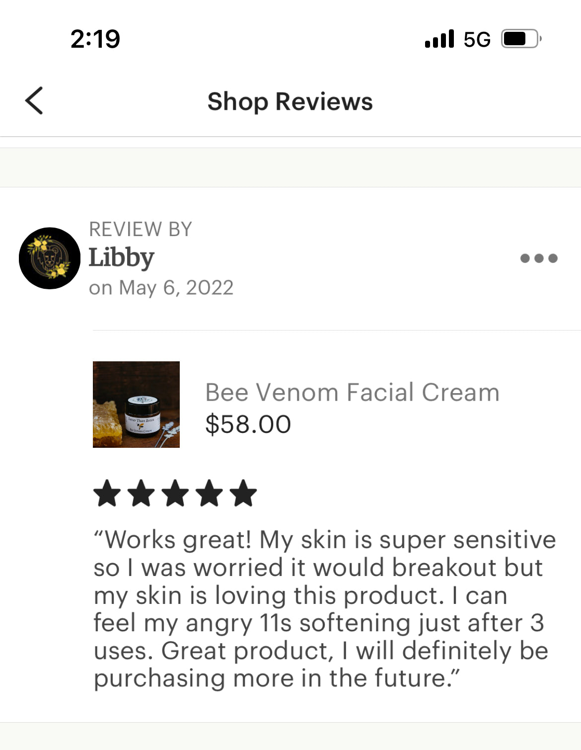 Better Than Botox Bee Venom Facial Cream